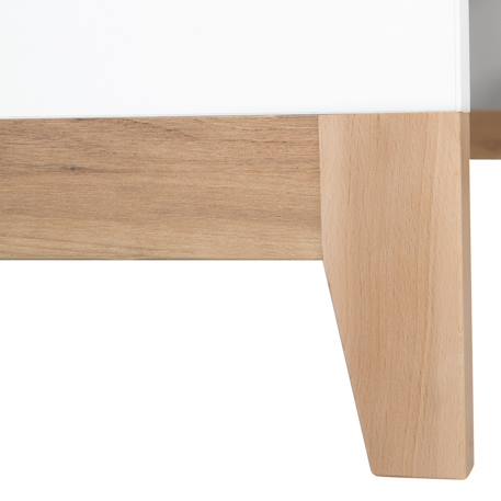 Lit évolutif en bois massif convertible en lit junior finn Blanc / chêne doré 4 - vertbaudet enfant 