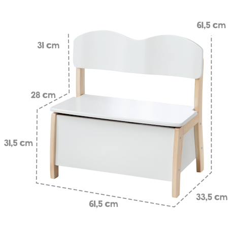 Banc-coffre à jouets en bois massif à fermeture douce Blanc et naturel 4 - vertbaudet enfant 