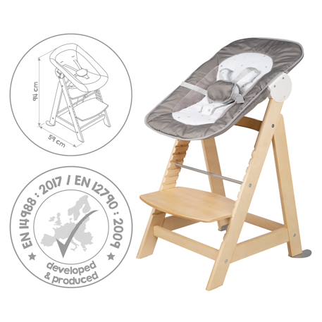 Chaise haute évolutive born up avec transat inclinable sternenzauber Blanc - grandes étoiles+Gris taupe - lapin miffy+Naturel - petites étoiles 16 - vertbaudet enfant 
