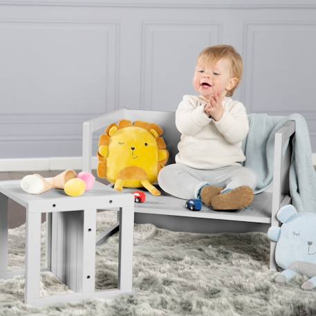 Set table convertible en banc et 2 chaises évolutives Blanc+Gris 8 - vertbaudet enfant 