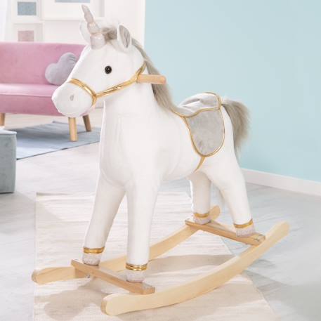 Licorne à bascule avec selle et bride Blanc / argenté 3 - vertbaudet enfant 