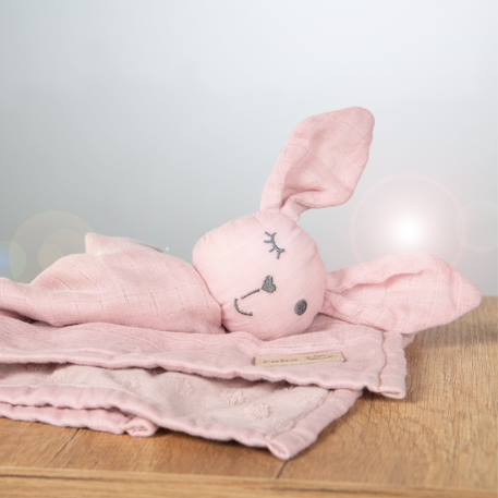 Doudou lapin en coton bio lil planet Rose pastel+Vert givré 2 - vertbaudet enfant 