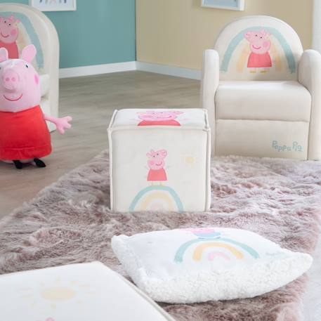 Tabouret pouf en velours imprimé et bois peppa pig Beige / cœur+Beige / cube 11 - vertbaudet enfant 
