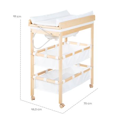 Table à langer avec baignoire 2en1 + matelas à langer imperméable Bois naturel / blanc 3 - vertbaudet enfant 