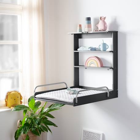 Table à langer murale pliante + matelas à langer déperlant roba style Anthracite / gris argenté+Blanc / gris argenté+Bois naturel / gris argenté+Gris taupe / gris argenté 6 - vertbaudet enfant 