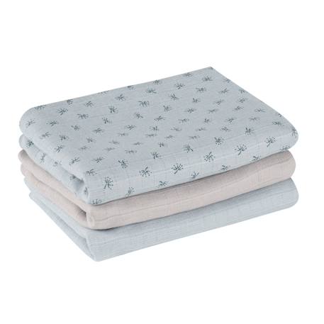Lot de 3 langes en coton bio lil planet Bleu clair et gris argenté+Gris argenté+Rose pastel et gris argenté+Vert givré et gris argenté 1 - vertbaudet enfant 