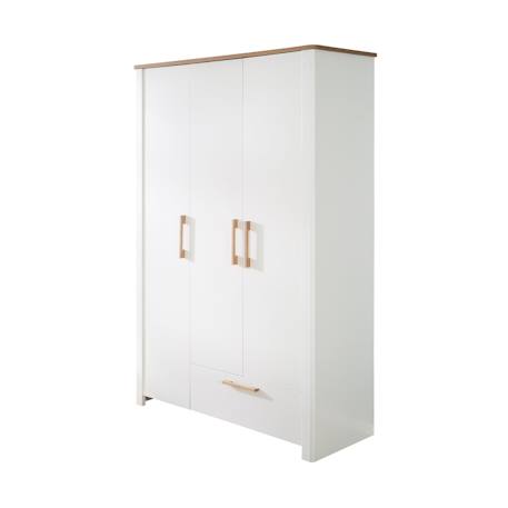 Armoire bébé 3 portes à fermeture douce ava Blanc / chêne artisan 1 - vertbaudet enfant 