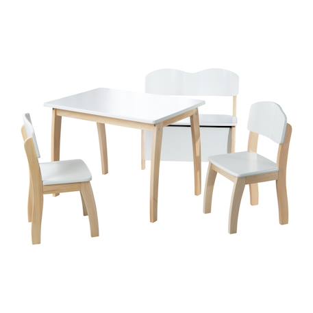 Table rectangulaire à pieds arrondis en bois massif Blanc et naturel 2 - vertbaudet enfant 