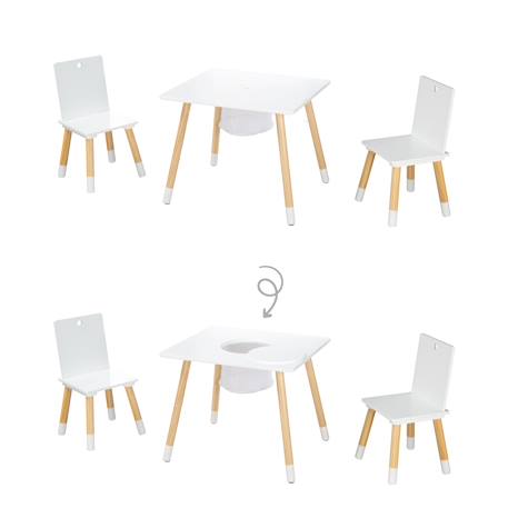 Set table et 2 chaises enfant avec filet de rangement Blanc et naturel+Gris et naturel 6 - vertbaudet enfant 