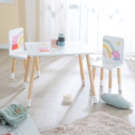 Set table et 2 chaises enfant avec pieds en bois massif Blanc - naturel / peppa pig 4 - vertbaudet enfant 