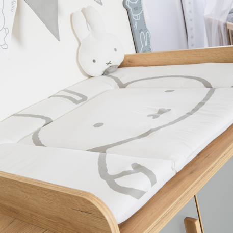 Matelas à langer imprimé Blanc - Étoiles LITTLE STARS+Blanc - Étoiles STERNENZAUBER+Blanc - gris / lapin miffy+Gris / pois+Vert pastel - woodland buddies 8 - vertbaudet enfant 