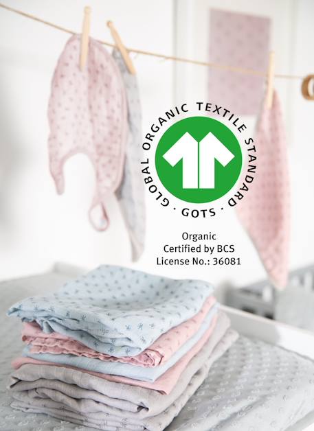 Set de 3 bavoirs en coton bio + 3 langes + 1 serviette doudou lil planet Bleu clair - gris / ourson+Gris argenté - bleu / ourson+Rose pastel - gris / lapin+Vert givré - gris / lapin 14 - vertbaudet enfant 