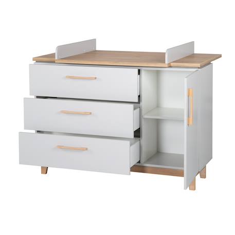 Commode à langer 3 tiroirs et 1 porte caro Gris clair / chêne doré 5 - vertbaudet enfant 
