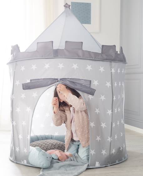 Tente pop up en forme de château fort motif étoiles Gris étoilé 5 - vertbaudet enfant 