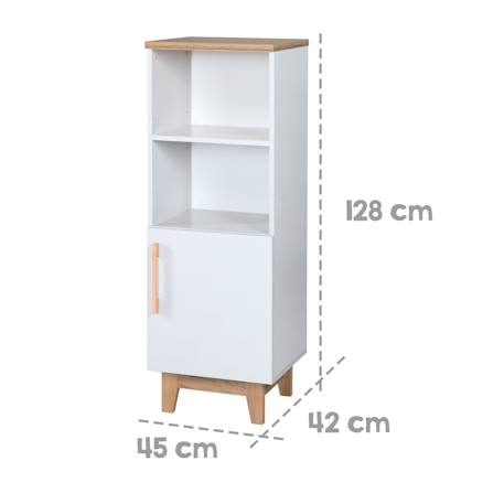 Bibliothèque colonne 1 porte 2 niches finn Blanc / chêne doré 4 - vertbaudet enfant 