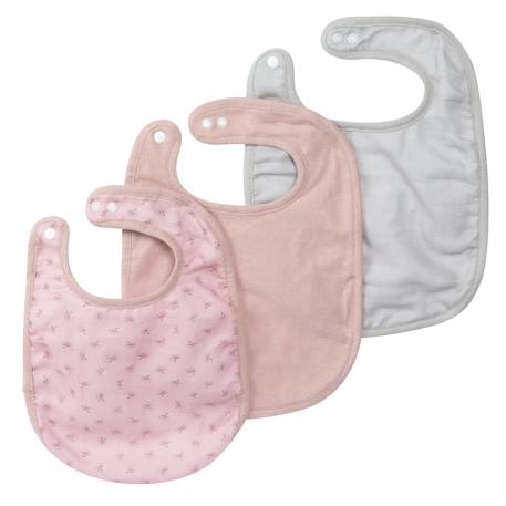 Lot de 3 bavoirs ajustables en coton bio lil planet Bleu clair et gris argenté+Rose pastel et gris argenté+Vert givré et gris argenté 7 - vertbaudet enfant 