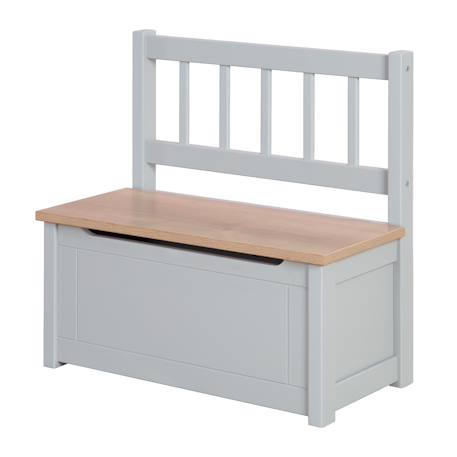 Banc-coffre à jouets en bois massif résistant aux rayures woody Blanc - naturel+Gris taupe - naturel 7 - vertbaudet enfant 