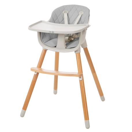 Chaise haute rembourrée avec plateau repas style up wood Bois naturel - gris 3 - vertbaudet enfant 