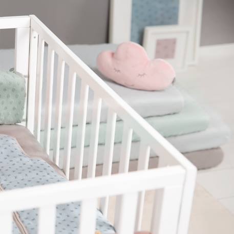 Drap housse extensible 60x120 - 70x140  en coton bio safe asleep® Beige amande+Blanc+Blanc cassé / écru+Bleu clair/ bleu ciel+Bleu indigo+Gris argenté+Rose pastel+Vert givré 26 - vertbaudet enfant 