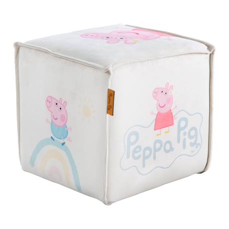 Tabouret pouf en velours imprimé et bois peppa pig Beige / cœur+Beige / cube 7 - vertbaudet enfant 