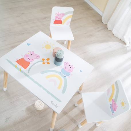 Set table et 2 chaises enfant avec pieds en bois massif Blanc - naturel / peppa pig 5 - vertbaudet enfant 