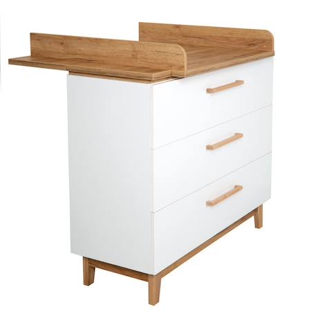 Commode à langer évolutive 3 tiroirs  finn Blanc / chêne doré 6 - vertbaudet enfant 