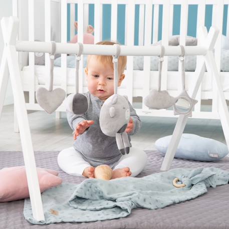Portique d'éveil en bois massif + 5 pendentifs roba style Blanc - gris+Blanc - rose 6 - vertbaudet enfant 