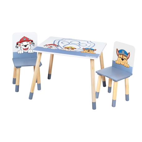 Set table et 2 chaises enfant avec pieds en bois massif Bleu gris - pat' patrouille 1 - vertbaudet enfant 