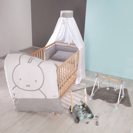 Parure de lit bébé + nid et baldaquin motif lapin miffy® Blanc - gris / miffy 3 - vertbaudet enfant 