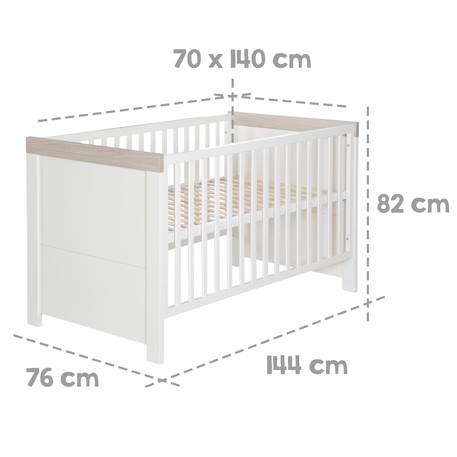 Lit bébé évolutif convertible en lit junior lucy Blanc cassé / luna elm 3 - vertbaudet enfant 