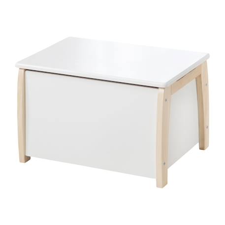 Banc coffre à jouets en bois massif avec fermeture amortie Blanc - naturel 1 - vertbaudet enfant 