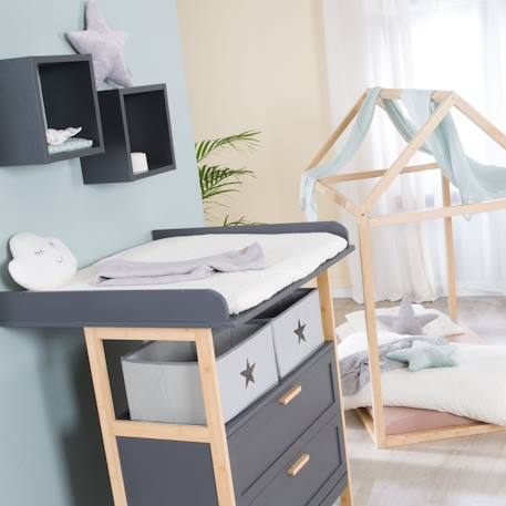 Housse de matelas à langer en coton bio motif pois en relief seashells Ecru 4 - vertbaudet enfant 