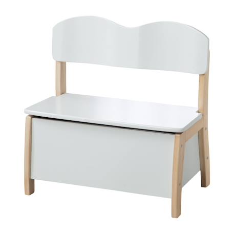 Banc-coffre à jouets en bois massif à fermeture douce Blanc et naturel 1 - vertbaudet enfant 