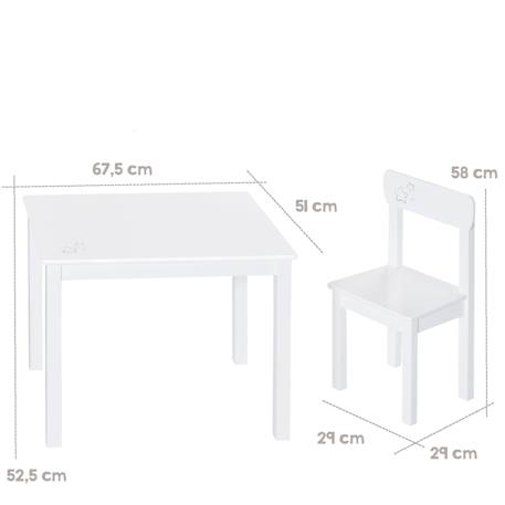 Set table et 2 chaises enfant en bois massif little stars Blanc / motifs étoiles 3 - vertbaudet enfant 