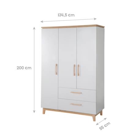 Armoire bébé 3 portes et 2 tiroirs à fermeture douce caro Gris clair / chêne doré 5 - vertbaudet enfant 
