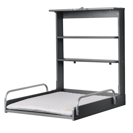 Table à langer murale pliante + matelas à langer déperlant roba style Anthracite / gris argenté+Blanc / gris argenté+Bois naturel / gris argenté+Gris taupe / gris argenté 1 - vertbaudet enfant 