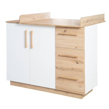 Commode à langer évolutive 2 portes et 3 tiroirs  lion Blanc / chêne artisan 1 - vertbaudet enfant 