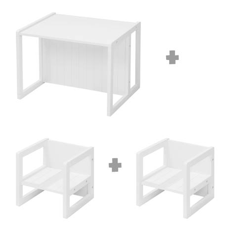 Set table convertible en banc et 2 chaises évolutives Blanc+Gris 1 - vertbaudet enfant 