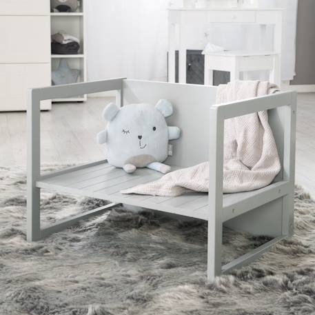 Table convertible en banc évolutif à 2 hauteurs d'assise Blanc+Gris 8 - vertbaudet enfant 