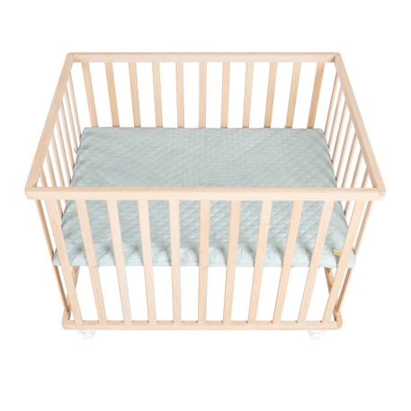 Parc bébé en bois massif + tapis déperlant roba style Naturel - gris argenté+Naturel - vert givré 9 - vertbaudet enfant 