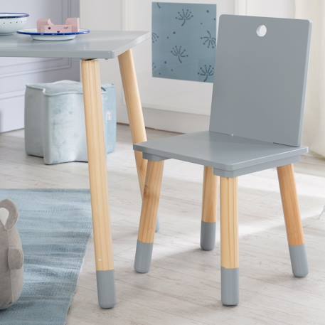 Set table et 2 chaises enfant avec pieds en bois massif Blanc+Blanc et naturel+Gris et naturel 17 - vertbaudet enfant 