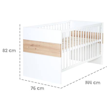 Lit bébé évolutif 2en1 à hauteur réglable lion Blanc / chêne artisan 3 - vertbaudet enfant 