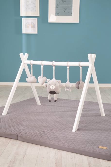 Set de 5 jouets à suspendre pour arche d'éveil lil cutie Gris argenté / ourson+Rose / lapin 4 - vertbaudet enfant 