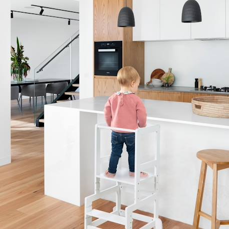 Tour d'apprentissage évolutive en bois Blanc+Gris anthracite 3 - vertbaudet enfant 
