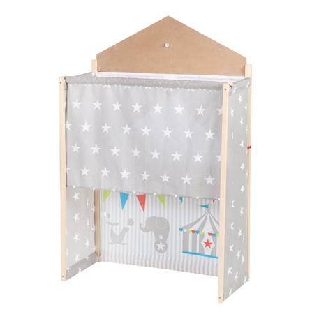 Théâtre de marionnettes avec cadre en bois massif Gris, blanc et rouge 4 - vertbaudet enfant 