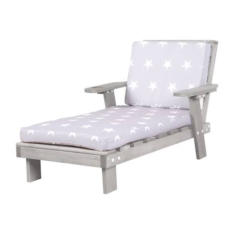 Chaise longue en bois massif fsc® avec 2 coussins Gris 1 - vertbaudet enfant 