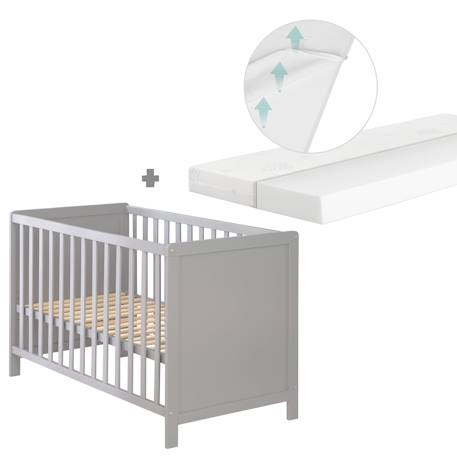 Lit bébé 2en1 indépendant et cododo + matelas respirant safe asleep® Blanc+Gris taupe 7 - vertbaudet enfant 