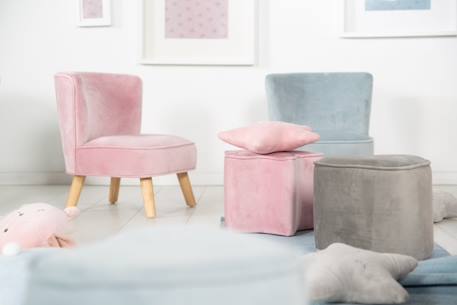 Mini fauteuil en velours et pieds en bois massif lil sofa Bleu clair+Gris argenté+Rose pastel 15 - vertbaudet enfant 