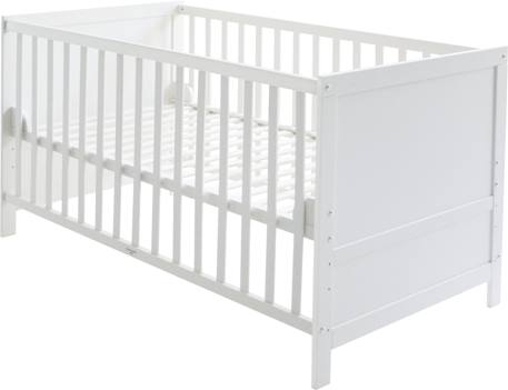 Lit bébé évolutif convertible en lit junior Blanc+Gris taupe 1 - vertbaudet enfant 