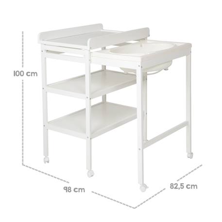 Table à langer avec baignoire coulissante + matelas à langer déperlant roba style Blanc / gris argenté+Bois naturel / gris argenté 4 - vertbaudet enfant 